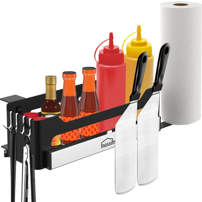 Griddle Caddy for Blackstone 28"/36" Griddles/Prep Cart, Grill Accessories Space Saving for Blackstone BBQ Accessories Storage Box with Magnetic Tool Holder & Paper Towel Holder