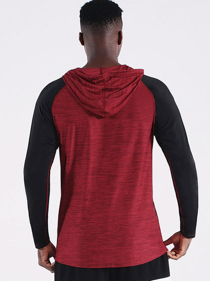 NELEUS Men's Running Shirt Long Sleeve Workout Shirts with Hoods,5102,3 Pack,Dark Grey/Slate Grey/Red,XX-Large