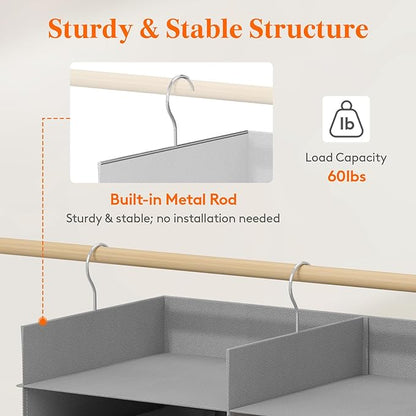 Lifewit Dual-Row Shelf Hanging Closet Organizer and Storage, Clothes Shelves