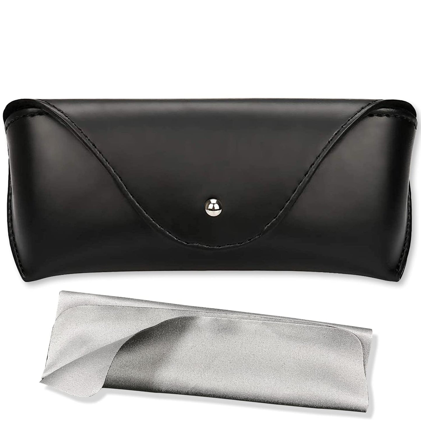LogHog Portable Leather Sunglasses Pouch Soft Eye Glasses Carry Case for Women Men Student Horizontal Sunglass Box Case (Black)