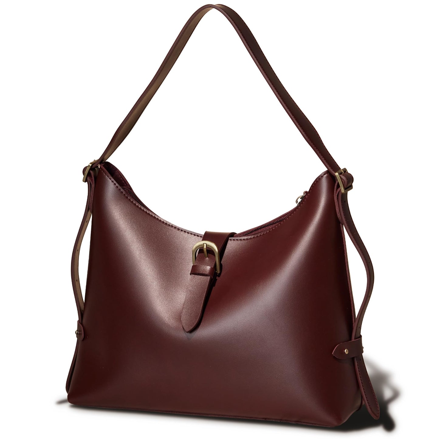 SUNLIGHT LEAVES Vintage Vegan Leather Tote Bag For Women (Red)