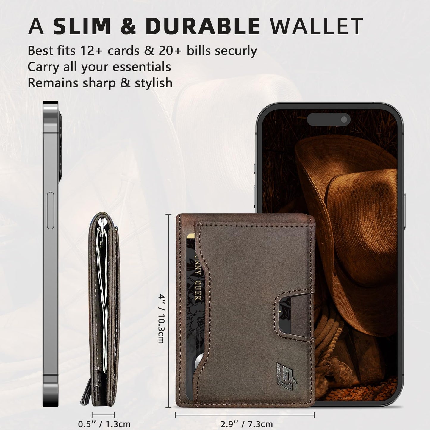 ECOZATU Slim Minimalist Wallet for Men- Money Clip Wallet | Bifold Men Wallets | RFID Blocking Wallet | Genuine Leather Wallets for Men | 12 Card Holder Mens Wallet | Mens Front Pocket wallet