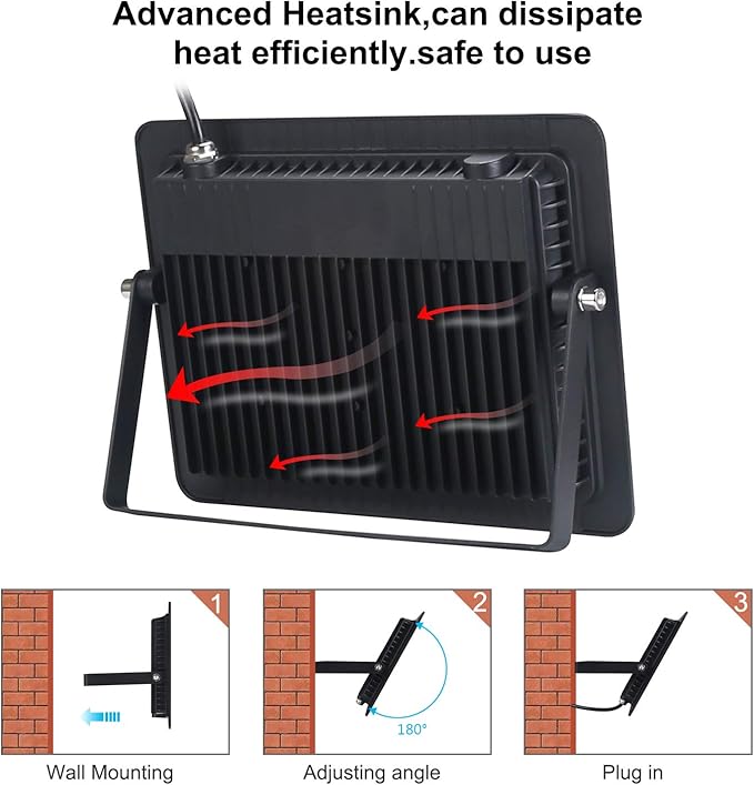 Black Lights 100W LED Black Purple Lights Flood Light with Plug(6ft Cable) for Blacklight Party, Stage Lighting, Aquarium, Body Paint, Fluorescent Poster, Neon Glow in The Dark Night