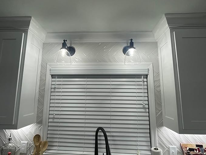 PERMO Industrial Sconces Slope Pole Sconce with 6.7" Oval Dome Clear Glass Shade Matte Black Wall Sconce Wall Mount Light Fixture for Bathroom Bedroom Entryway Home Office Kitchen
