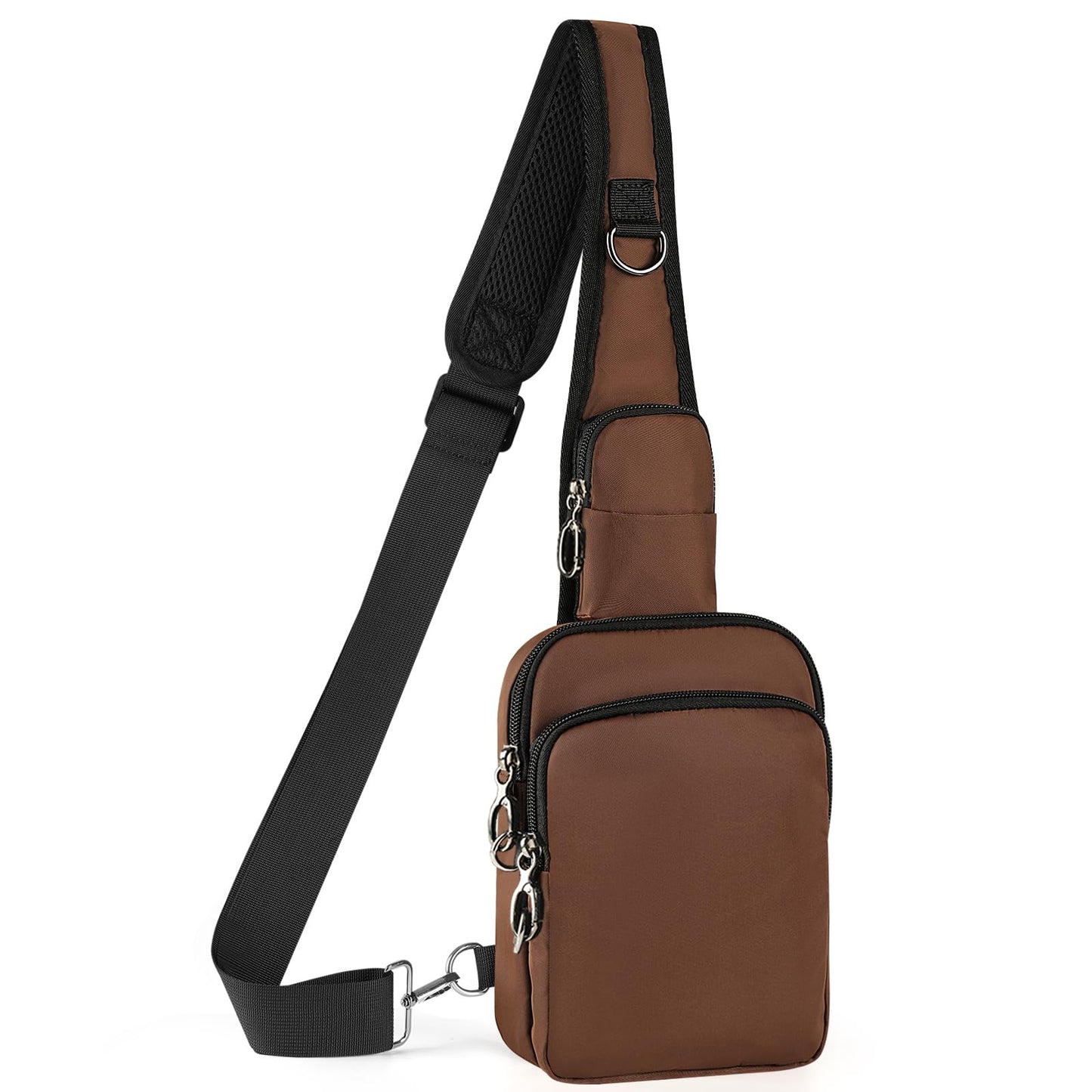 BROADREAM Sling Bag, Crossbody Bag with Anti-Theft Lock Zipper, RFID Blocking & Water Resistant for Travel Work Sport (Brown)