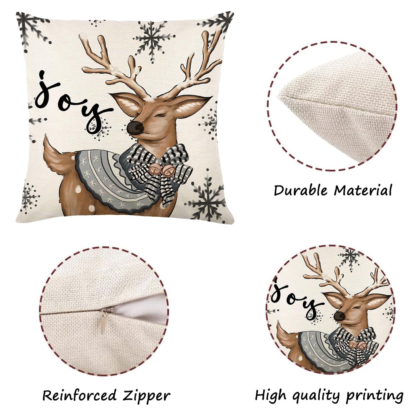 ONFAON Christmas Decorations - Christmas Pillow Covers 18x18 Set of 4, Holiday Christmas Decor Home Sofa Couch Cushion Indoor Decorations