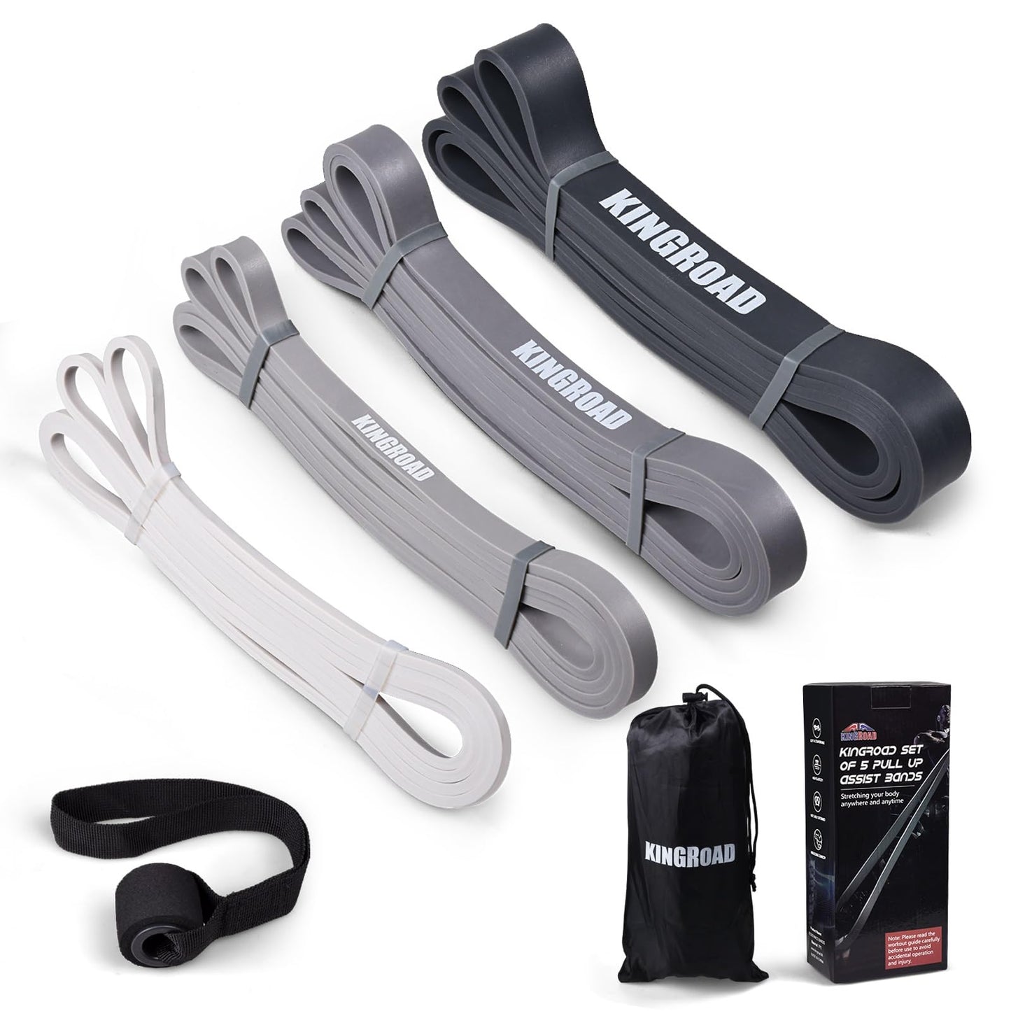 Resistance Band Pull Up Assistance Bands,Set of 5 Resistance Heavy Duty Exercise Stretch Fitness Bands for Stretching Power Lifting Workout Training with Instruction Guide