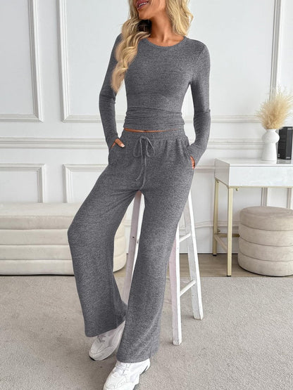 LILLUSORY Womens 2 Piece Matching Lounge Sets 2025 Fall Fashion Knit Sweater Airport Travel Vacation Outfits Gym Sweatsuits Grey M