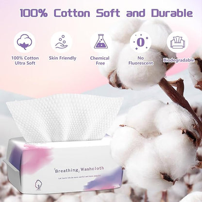 Disposable Face Towel 600 Count, Soft Cotton Face Towels, Dry Wipes Facial