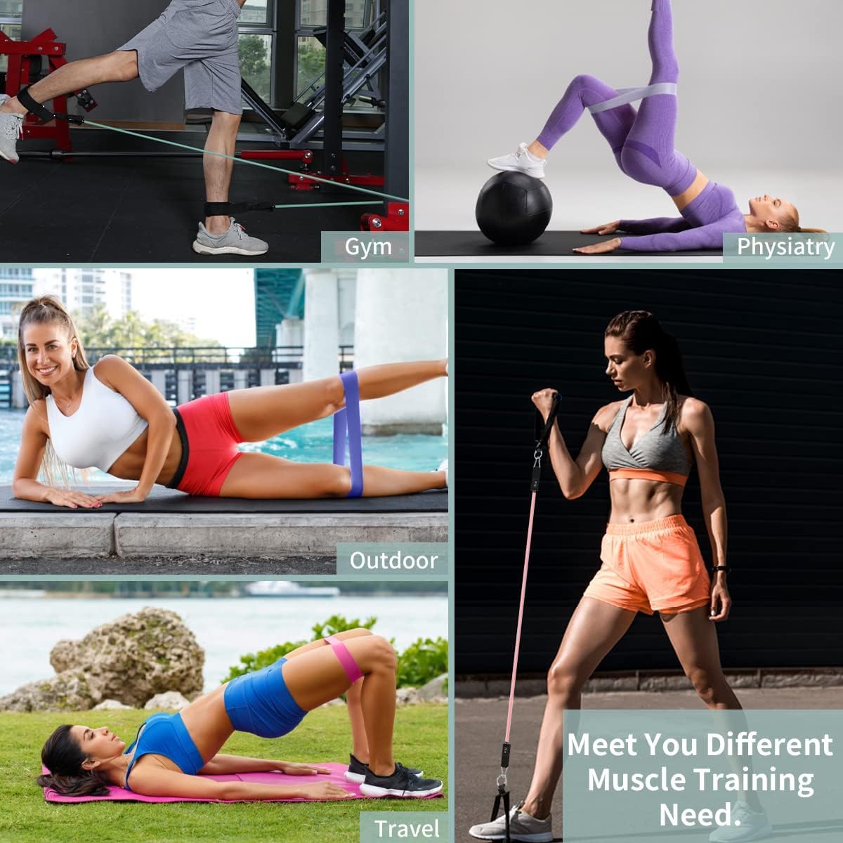 VEICK Resistance Bands, Exercise Bands for Working Out with Handles, Elastic Workout Bands for Men Women, Exercising Bands for Strength Training Equipment at Home Gym