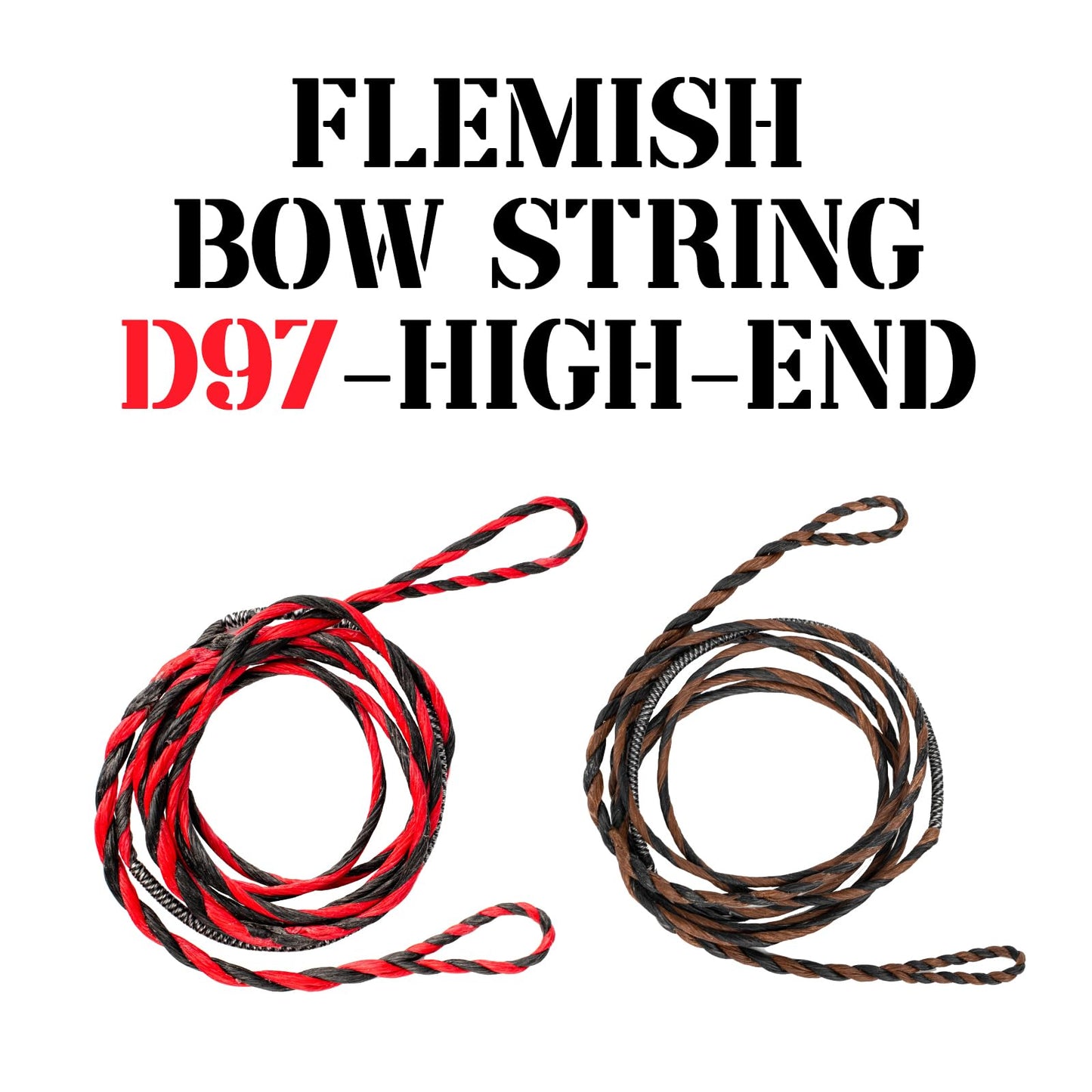 Deerseeker Flemish D97 Bow String Handmade Twist Bowstring 16 Strands 54-70in Fast Flight for Traditional Longbow Recurve Bow Replacement Archery Accessories (Gray+Black, AMO 56"(Actual Length 52"))