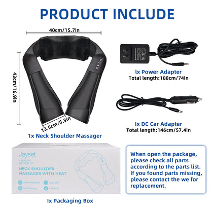 Joyset Shiatsu Neck and Back Massager with Heat,Electric Shoulder Massager for Pain Relief Deep Tissue,3D Kneading Massage with Cloth Cover Easy to Clean Best Gift for Men Women Parents
