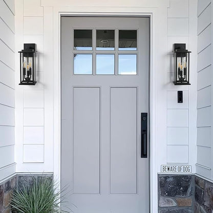 2-Pack 15" Outdoor Wall Lantern Candelabra 3-Light, Waterproof Exterior Wall Light Fixture with Clear Glass Front Porch Light Outdoor Wall Sconce, E12 Base Exterior Sconces for Garage