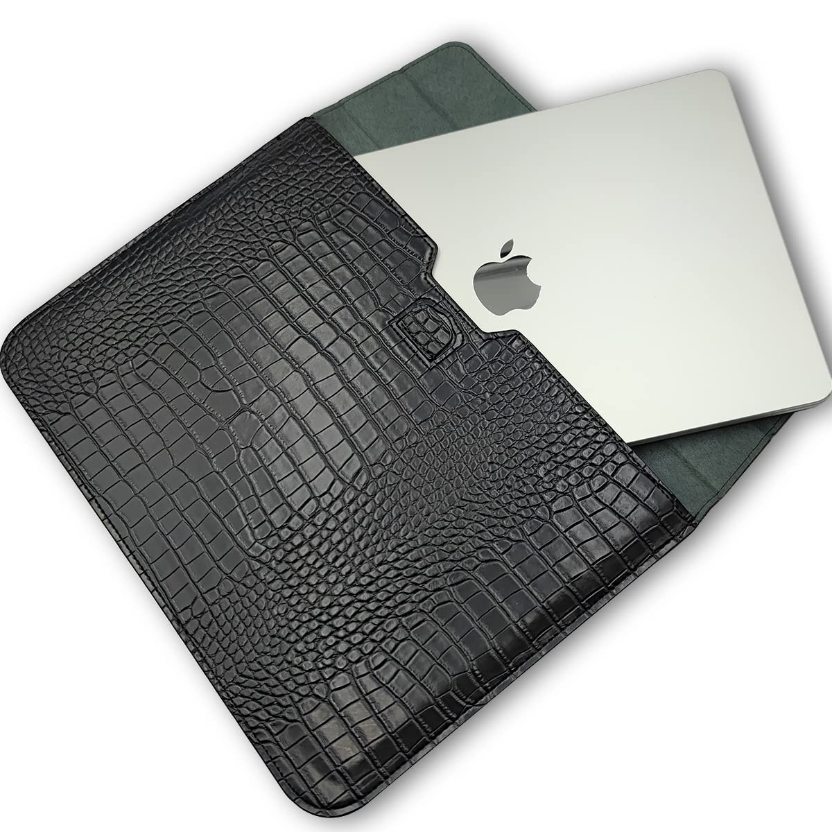 LCMOCICO Crocodile Grain PU Leather Flap Style Case Bag Laptop Sleeve for MacBook Air 15 inch 2026-2023 A3448 M5 M4 M3 M2 Notebook Bag for Mac Pro 16 A3428 A3429 2019-2026 Pro 15 2012-2019, Black