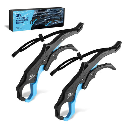 Mossy Oak 2pc 10.5'' Fishing Lip Grippers – Lightweight Nylon & Fiberglass with Lanyards,Non-Slip Handles, for Fishing Lovers, Suitable for Freshwater and Saltwater