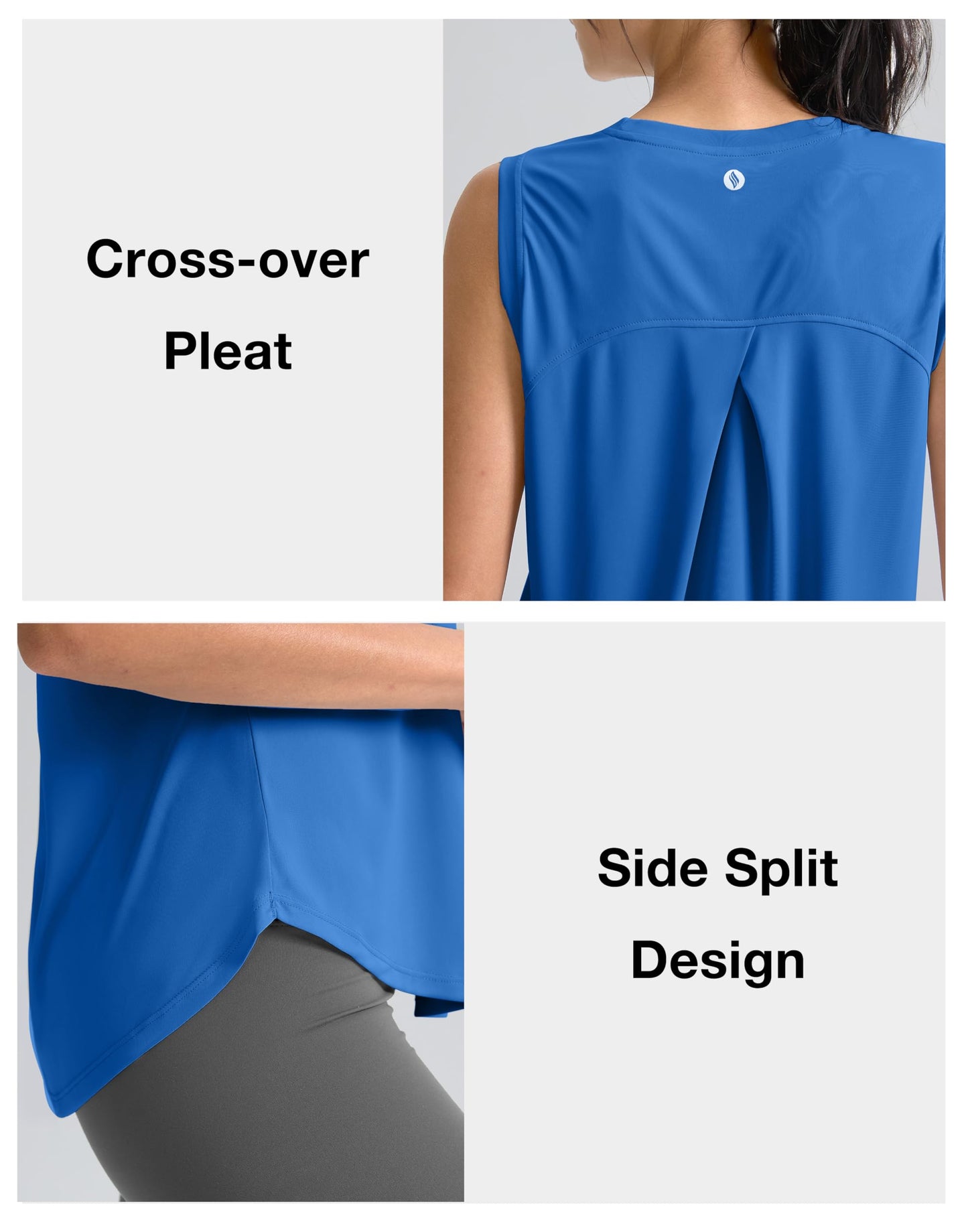 SANTINY Women's Sleeveless Workout Tops Breathable Lightweight Active Tennis Yoga Shirts Athletic Running Tank Tops for Women (Royal Blue_L)