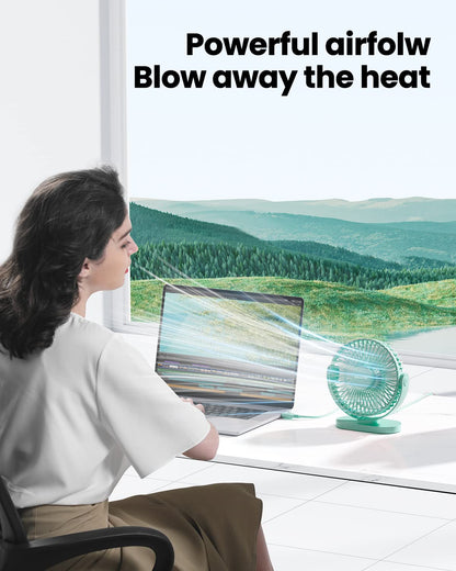 Gaiatop USB Desk Fan, 5.5 Inch Small Quiet Powerful 3 Speeds 90° Rotate, Personal Mini Portable Desktop Table Fans, Cooling for Home Office Car Travel Indoor Outdoor Pink