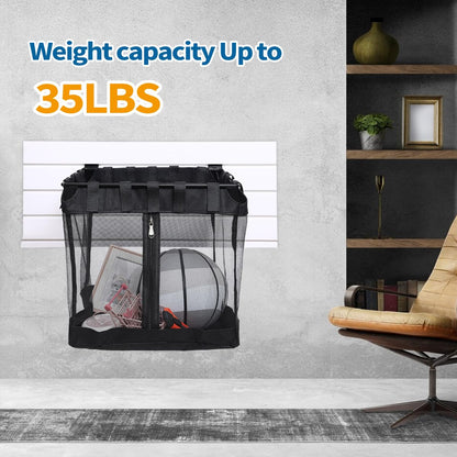 2Pcs Large Slatwall Baskets Mesh Slatwall Baskets with Zipper Mounted Storage Baskets Hanging Slatwall Accessories for Shops Rooms Storage Display Organizing(16 * 12 * 16inch)