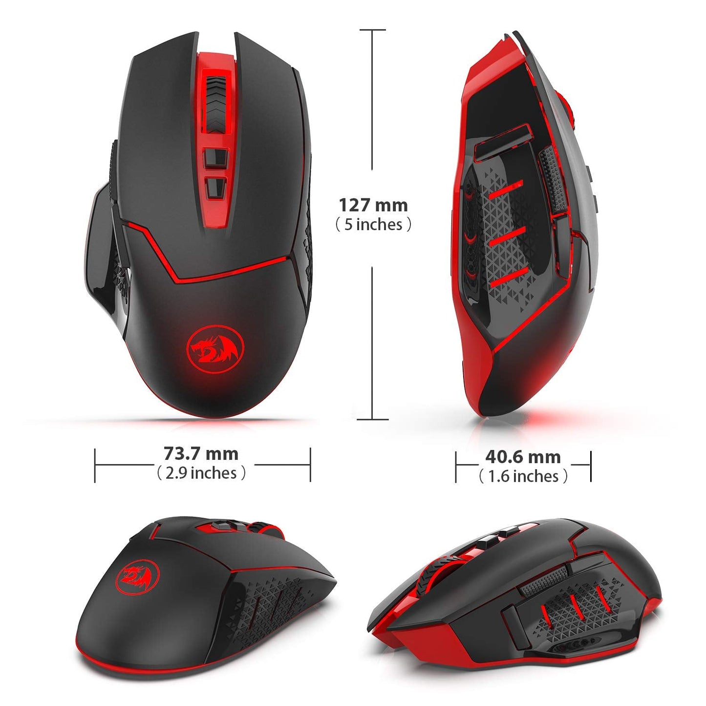 Redragon M690 PRO Wireless Gaming Mouse, 8000 DPI Wired/Wireless Gamer Mouse w/Rapid Fire Key, 8 Macro Buttons, Ergonomic Design for PC/Mac/Laptop, White