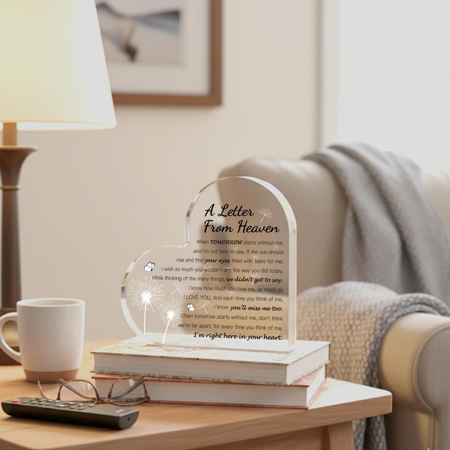 Christmas Sympathy Gifts, A Letter from Heaven, Memorial Gift, Bereavement Gifts with Remembrance Condolence for Loss of Father Mother Husband Lover Grieving Keepsake Plaque Decor for Family Members