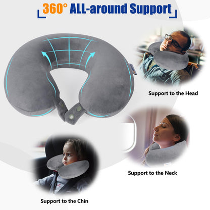 SAIREIDER Neck Pillows for Travel-Head Neck Support Travel Pillow for Traveling, Car, Home, Office Adjustable(Navy Blue)