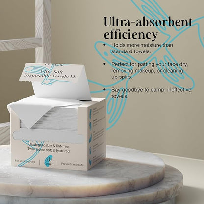 50 CT Face Cloths for Washing Face – Biodegradable Viscose Disposable Face