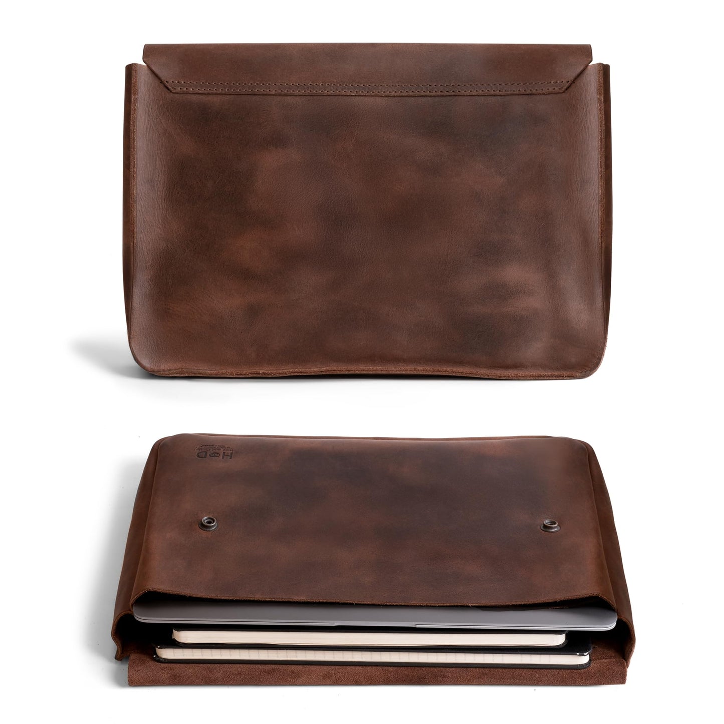 Hide & Drink, Vintage Folder Document Holder, File Case, A5 Binder, Envelope Portfolio, Full Grain Leather, Handmade, Bourbon Brown