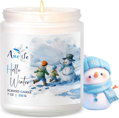 Hello Winter Candle | Fresh Citrus & Jasmine Scented Soy Candles - Winter Aromatherapy Candle Gift for Women & Men, Cozy Holiday Home Décor Candles, Long Lasting Clean Burn