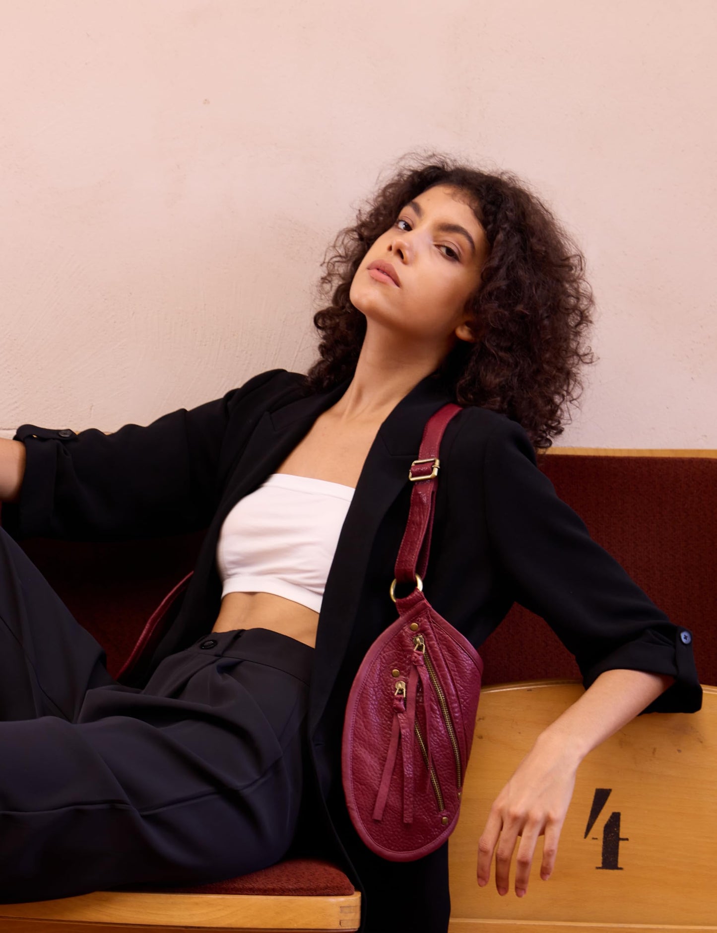 LyzerMia Harness for Women Genuine Leather with Pocket Steampunk Vest, Burgundy