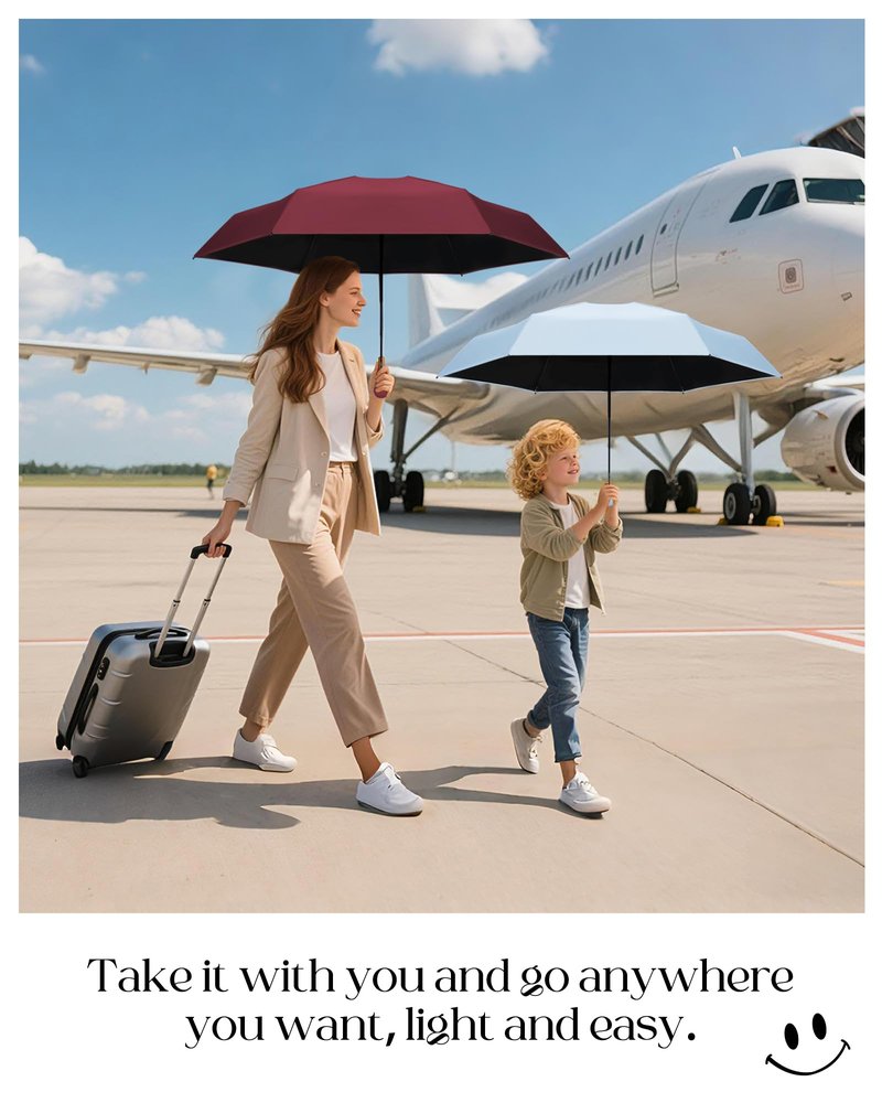 Seniny Mini Portable Travel Umbrella with Case - Compact Umbrellas for Rain & Sun UV Protection for Backpack Pocket, Lightweight Folding Small Umbrella, Tiny Purse Size UV Blocker for Kids Women Girls