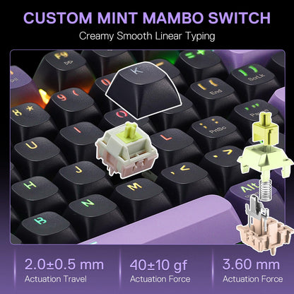 Redragon K740 PRO 98 Keys Wireless RGB Gaming Keyboard, 3-Mode PBT Mechanical Keyboard w/Solid Aluminum Base, Dedicated Knob Control & Hot-Swap Socket, Custom Linear Switch