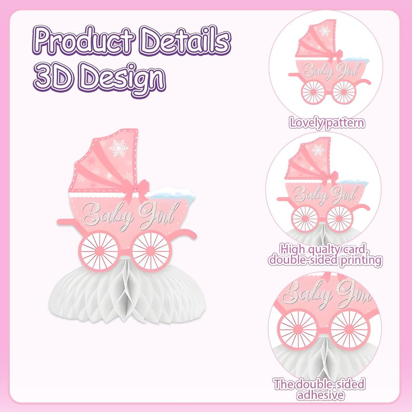 36PCS Little Snowflake Baby Shower Decorations, Pres-Strung Pink Baby It’s Cold Outside Baby Shower Decor, Winter Pink White Little Snowflake It’s A Girl Decorations, Winter Wonderland Party Supplies