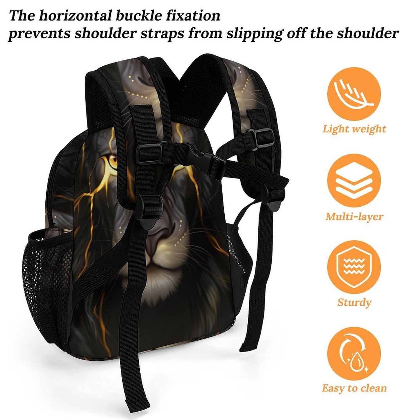SKHJCY Black Lion Mini Backpack for Women, 13 Inch Lightweight Fashion Daypack, Durable Small Rucksack with Side Pockets, Casual Travel Bag for Teens And Adults