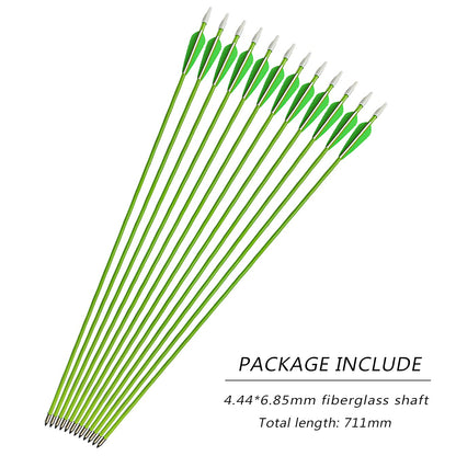 PANDARUS Youth Safetyglass Arrows 28" Fiberglass Archery 26" Target Practice Arrows(Pack of 12) (28 inch Green)