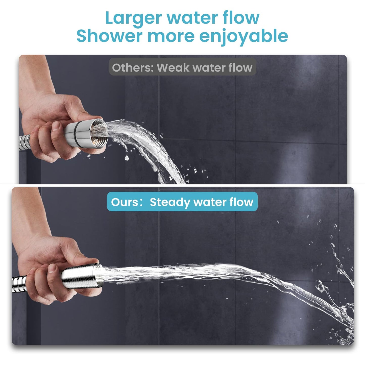 PWERAN Shower Hose 71 Inches Stainless Steel Extra Long Handheld Shower head Hose Flexible and Durable (Chrome)