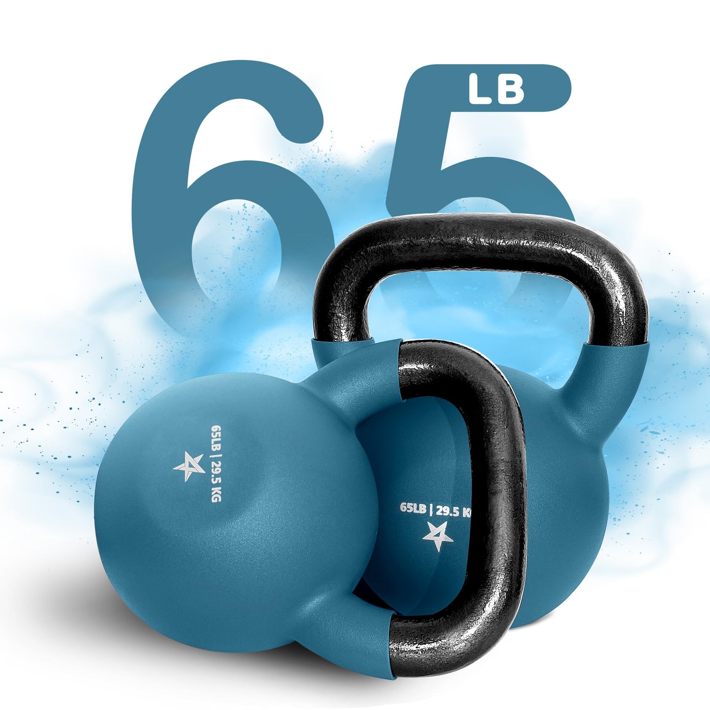 Yes4All Kettlebell, 5-65 LB Neoprene Coated Cast Iron Kettlebells, Wide Grip Handle & Flat Bottom for Swings, Squats, Deadlifts, Push Ups & Full Body Training at Home Gym - Single & Set