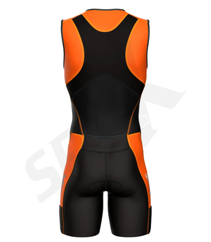 Sparx X Triathlon Suit Men Racing Tri Cycling Skin Suit Bike Swim Run (Orange_Elite, 3XL)