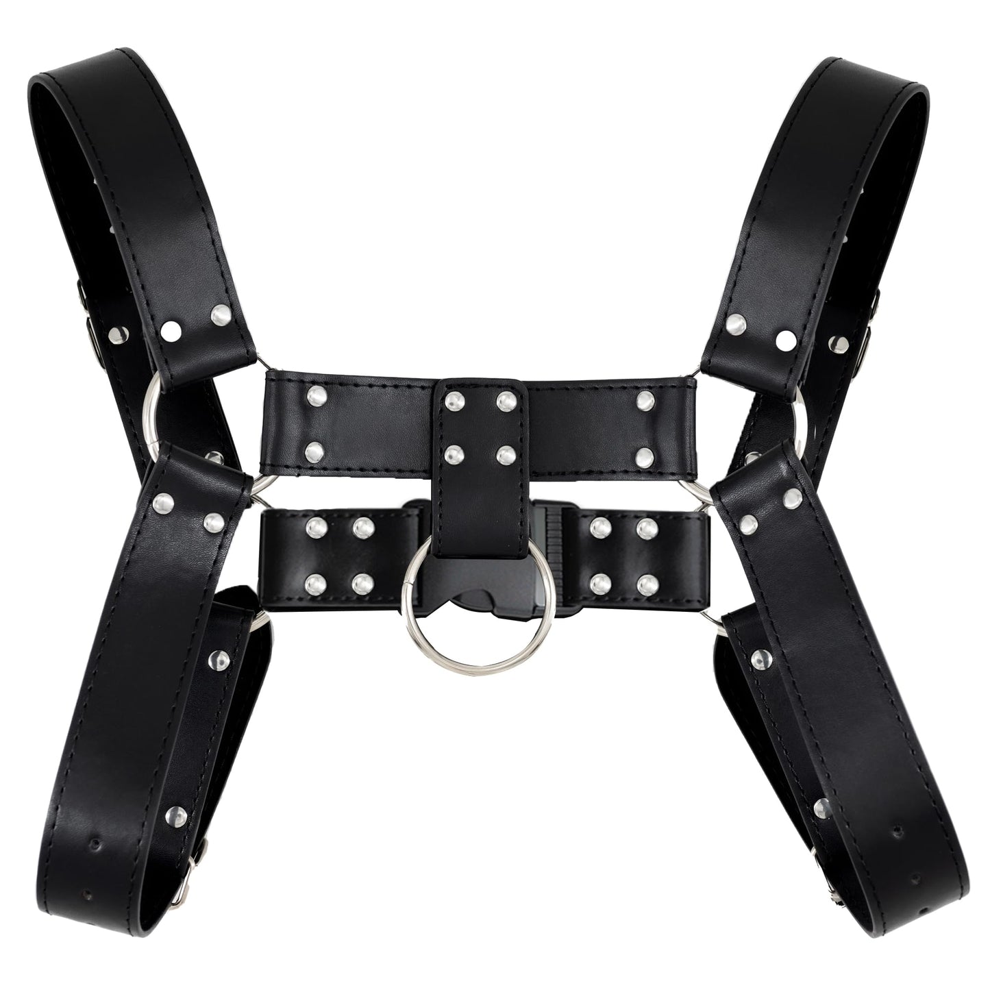 Handmade Punk Men's PU Leather Harness - Adjustable Straps with Alloy Buckles, Unique Gothic Fashion Accessory (Quick-release buckle)