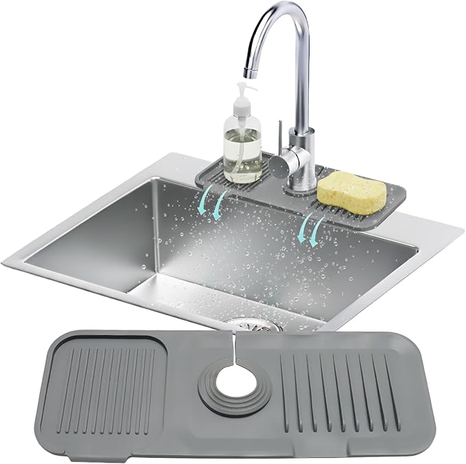 14.6” Silicone Faucet Mat For Kitchen Sink, Kitchen Sink Splash Guard Behind