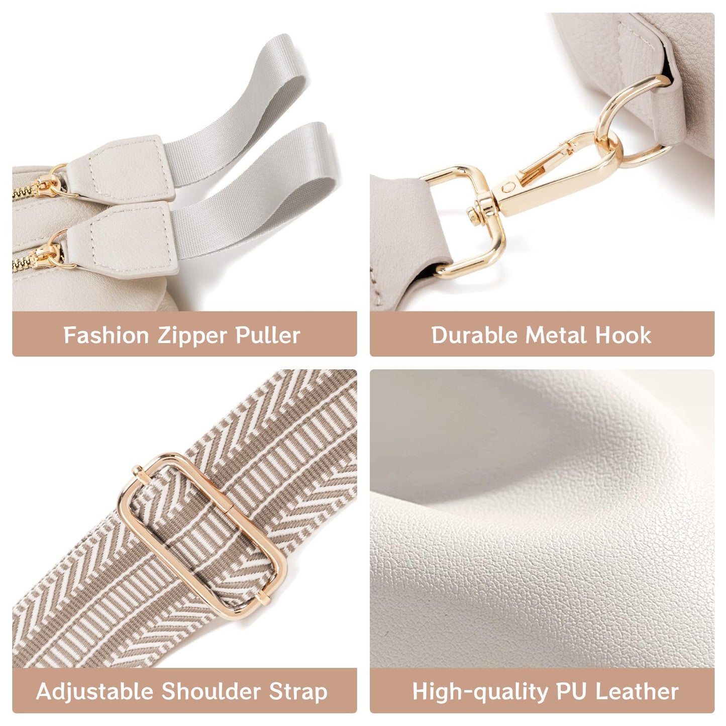 oscaurt Leather Crossbody Bag Bum Bag for Women Large Sling Bag Cross Body Purse Shoulder Handbag Fanny Pack