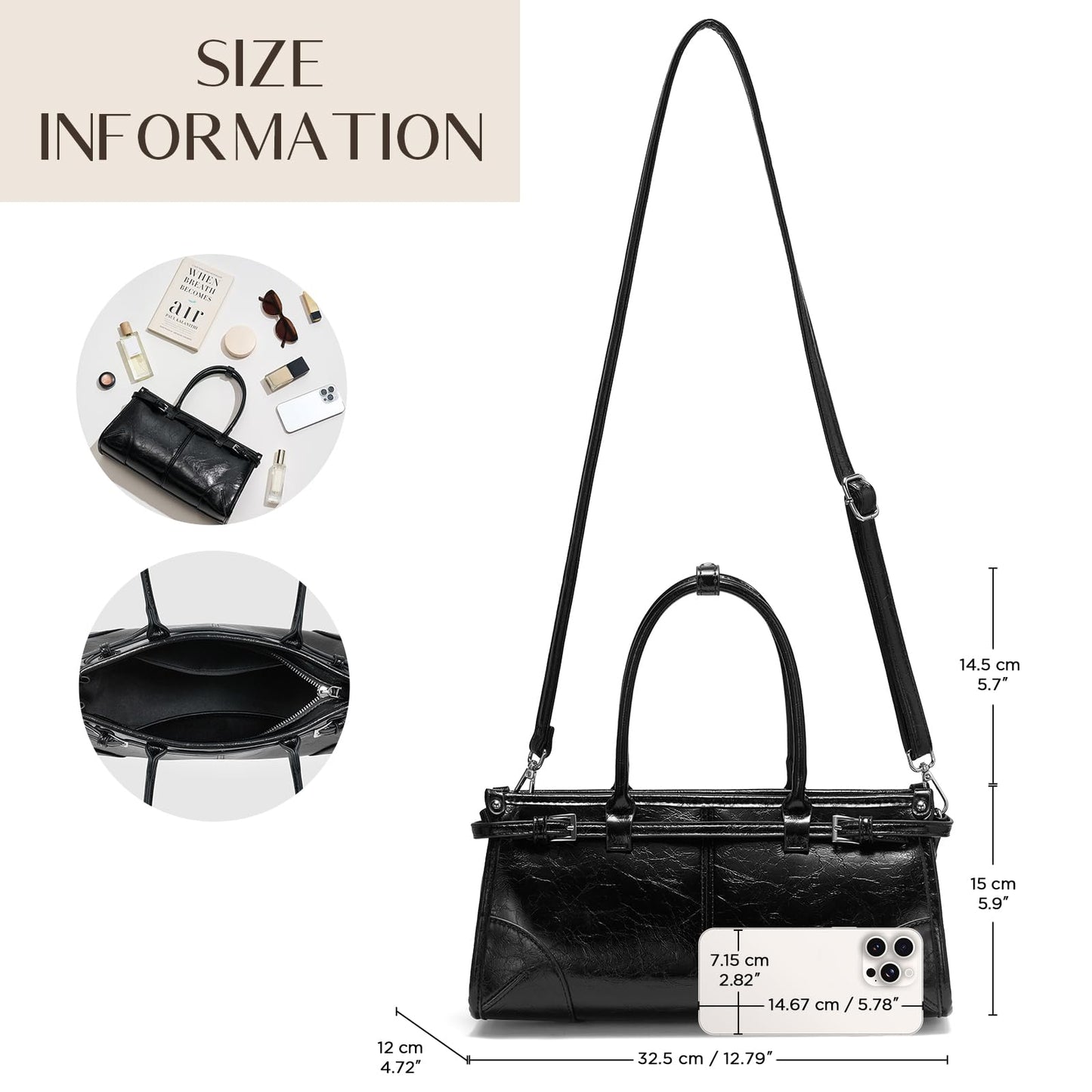 CHUNLI Clutch Purses for Women Soft PU Leather Handbag, Top Handle Satchel Tote and Shoulder Bags for Work