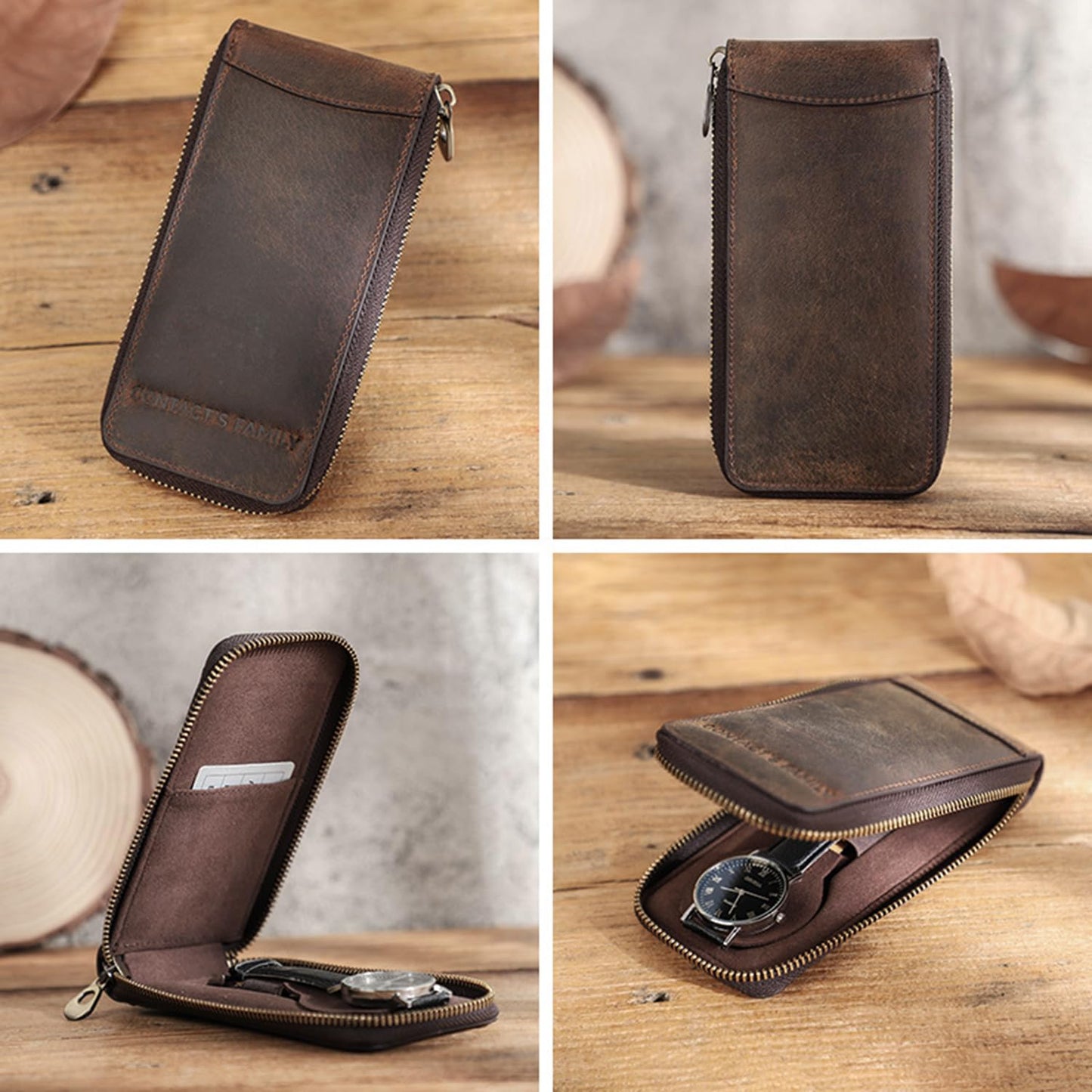 Acidea Genuine Leather Watch Travel Case, Travel Watch Case for Men, Portable Watch Travel Pouch, Watch Storage Organizer Men's Accessories