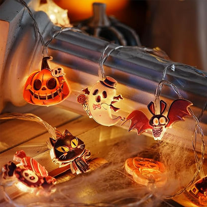 LOLStar Halloween String Lights Fairy Lights Indoor, 9.8FT 20LED Halloween Window Lights Decorations Battery Operated (Not Include) 8 Modes and Timer Cute LED Booday Lights 2025 Home Mini Decor
