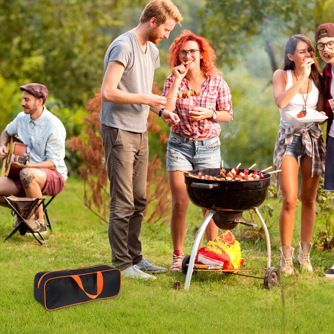 Angoily Grill Tool Storage Bag, 15 Inch Portable Oxford Cloth Carry Tote for BBQ Grilling Accessories, Outdoor Cooking Camping Picnic Utensil Organizer with Zipper