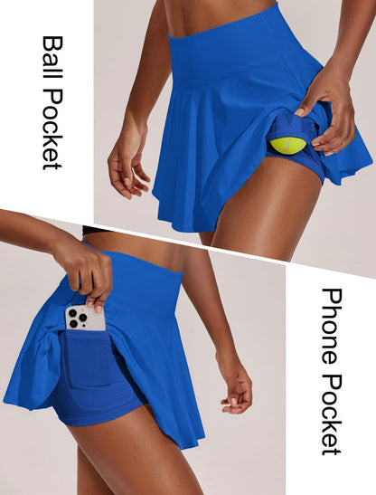 PINSPARK Golf Skorts for Women with Pockets Pleated Tennis Skirt Tummy Control Lightweight Pickleball Outfits, Royal Blue Large