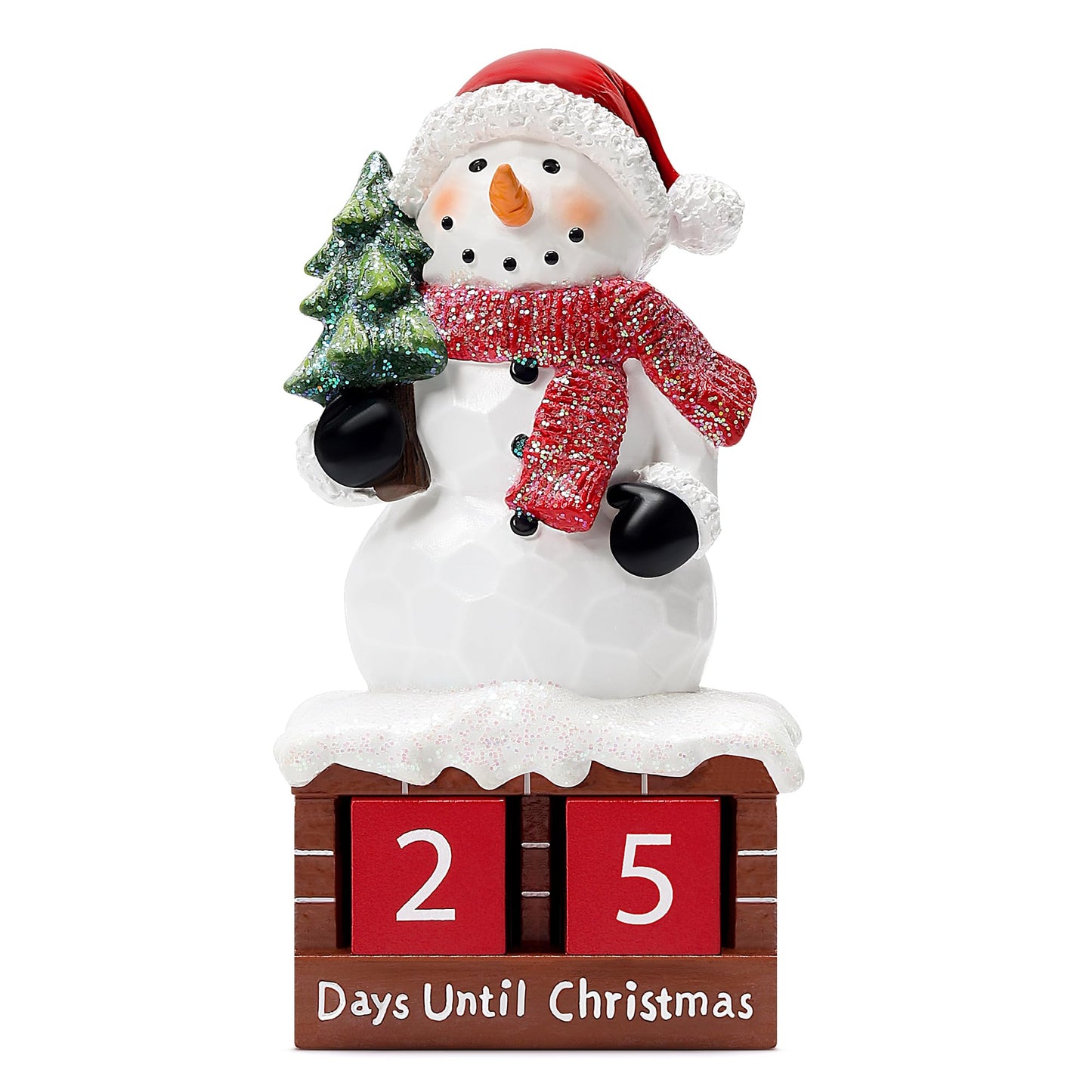 Snowman Statue for Christmas Decorations-Days Until Christmas Countdown Calendar,Xmas Snowman Figurines Decor for Shelf Table Mantel,Winter Holiday Home Decorations Indoor,Xmas Gifts