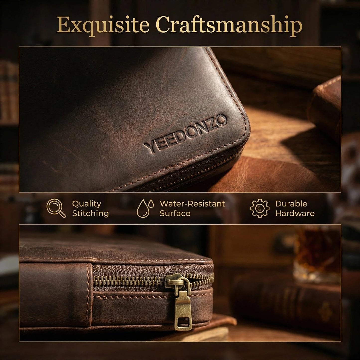 Yeedonzo Leather Watch Band Case, 12 Slot Portable Organizer for Watch Straps, Watches Strap Storage Organizer Compatible with Most Watch Bands