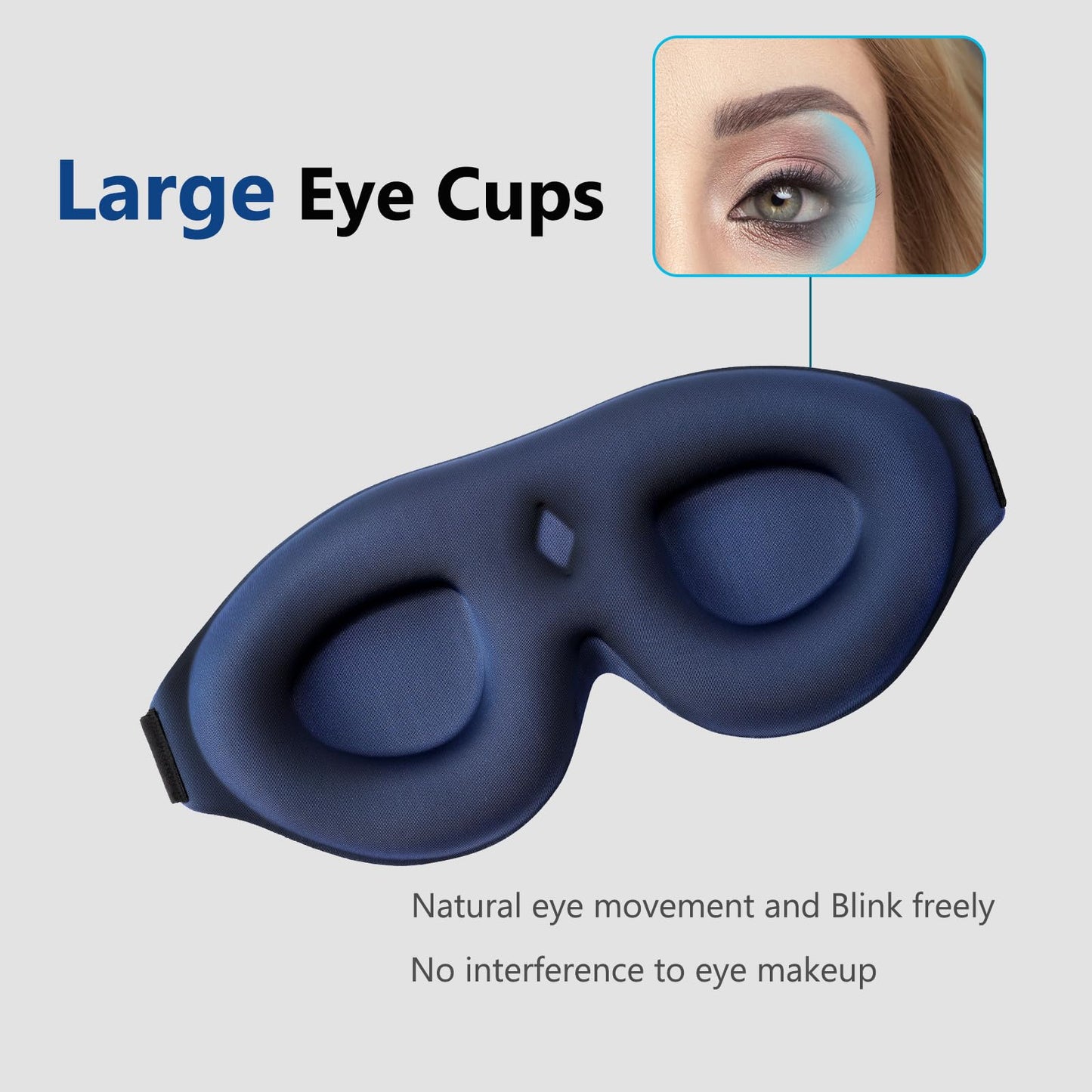 Alaska Bear Sleep Mask for Side Sleepers 2022 Headband Design, Cup-Shaped and Extra-Soft, 100 Blackout Eye Mask Shades Cover for Men and Women Home or Travel, Machine Washable, Black