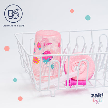 Zak Designs Kelso Toddler Cups For Travel or At Home, 15oz 2-Pack Durable Plastic Sippy Cups With Leak-Proof Design is Perfect For Kids (DinoRoar, Zaksaurus)