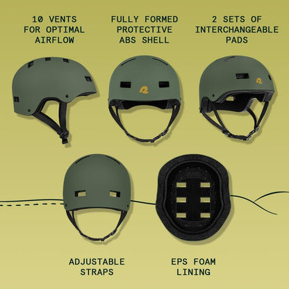 Retrospec Dakota Bicycle / Skateboard Helmet for Adults - Commuter, Bike, Skate, Scooter, Longboard & Incline Skating - Highly Protective & Premium Ventilation- Large -Matte Forest